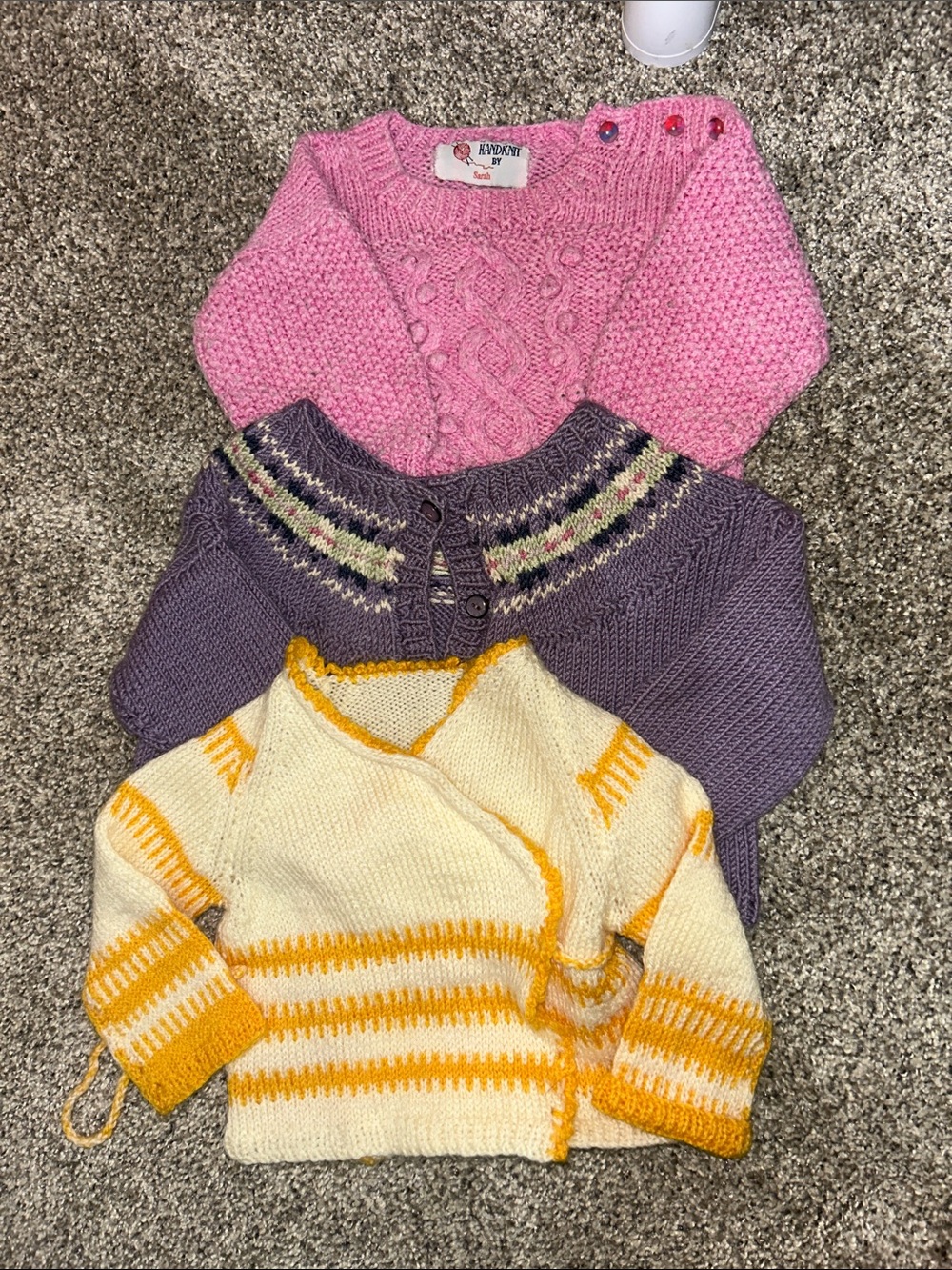 3 hand knitted 18-24 month soft sweaters